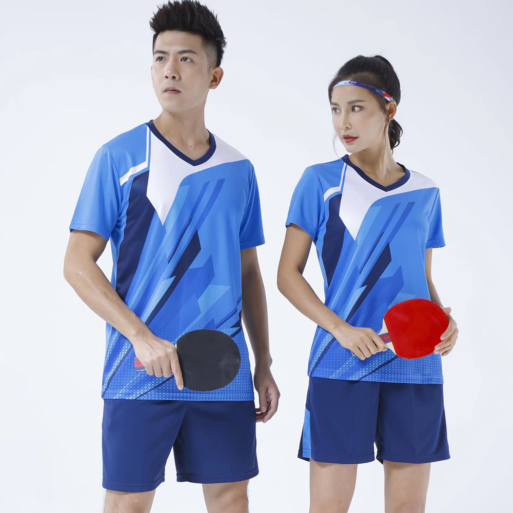 Table Tennis Uniform - ชุดลายกีฬาปิงปองเจอร์ซี่สำหรับผู้ชายผู้หญิงชุดปิงปองแห้งเร็วชุดเล่นกีฬาเสื้อ2ชิ้นกางเกงขาสั้น