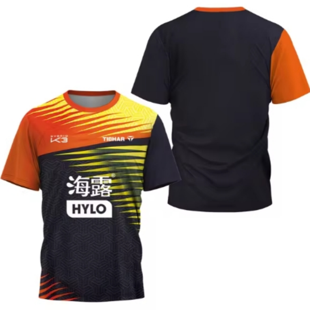 Table Tennis Shorts - เสื้อยืดลายกีฬาปิงปองชายลายสามเหลี่ยมระบายอากาศแห้งเร็วสำหรับฤดูร้อน2024