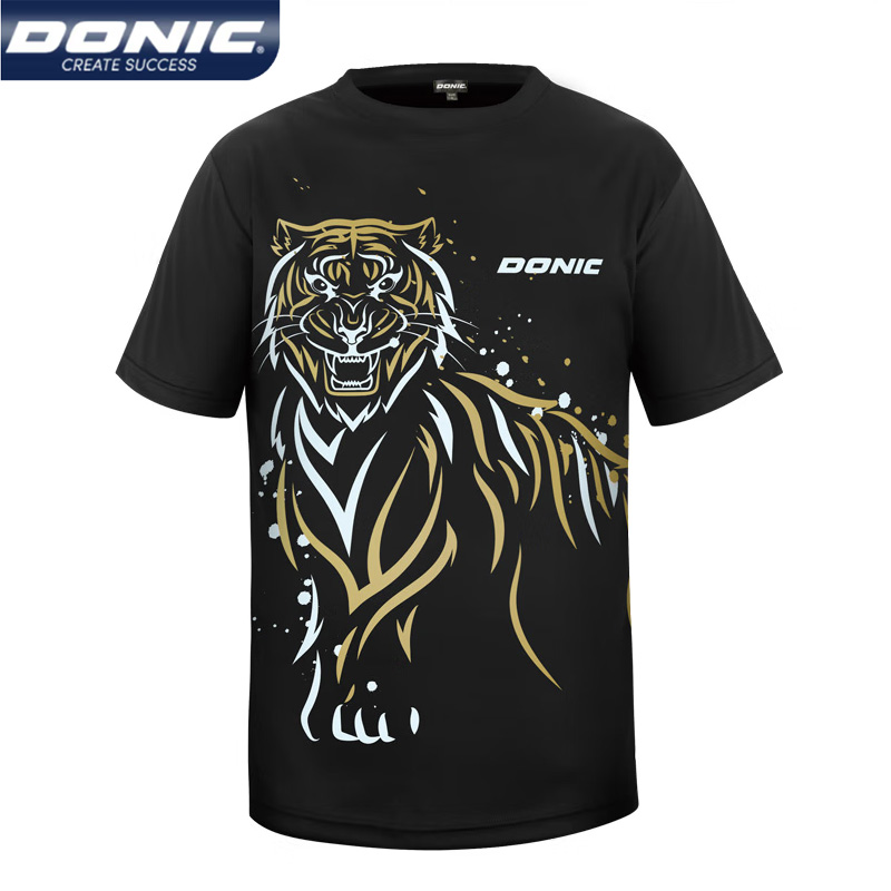 Table Tennis Shorts - Donic เสื้อยืดกีฬาสำหรับผู้หญิงลายกีฬาปิงปองผู้ชาย, เสื้อยืดเสือระบายอากาศได้ดีเสื้อปิงปองแขนสั้นคอกลม