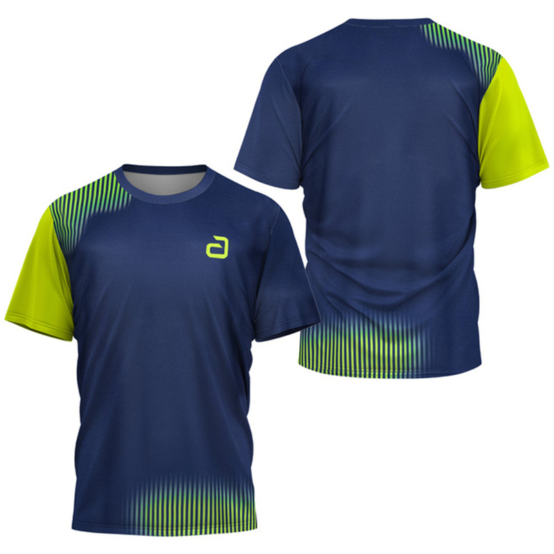 Table Tennis Jacket - เสื้อยืดเทเบิลเทนนิสผู้ชาย ลายใต้ผิวน้ำ เสื้อยืดเทนนิสแบดมินตันฤดูร้อนสำหรับผู้ชาย เสื้อยืดแขนสั้นแห้งเร็วสำหรับสโมสรเทเบิลเทนนิส