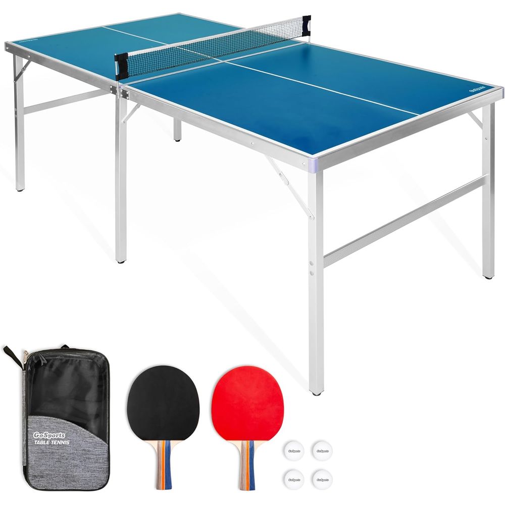 Table Tennis Indoor Or Outdoor - ชุดเกมปิงปองขนาดเล็ก - สีแดงหรือสีน้ำเงิน - เกมปิงปองแบบพกพาสำหรับเล่นในร่ม/กลางแจ้ง พร้อมตาข่าย,