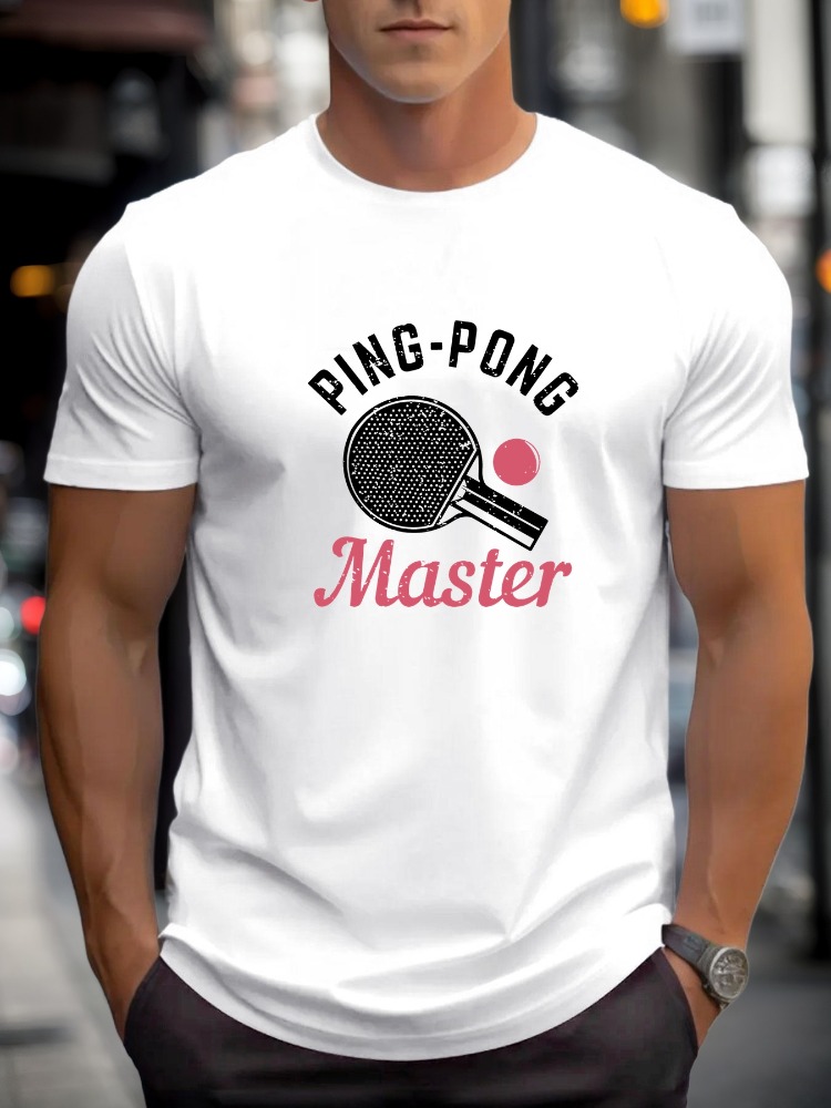 Table Tennis Graphics - เสื้อยืดผู้ชายลายกราฟิกปิงปอง แขนสั้น ผ้าฝ้าย สไตล์ลำลอง สตรีทแวร์ ใส่ได้ทุกวัน