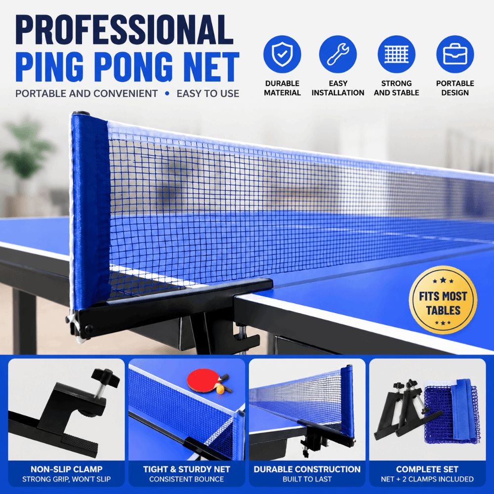 Table Tennis Post - ตาข่ายปิงปองมาตรฐานแบบพับได้ ตาข่ายปิงปองแบบหนา ติดตั้งง่าย ปรับระดับได้ พร้อมตัวหนีบ