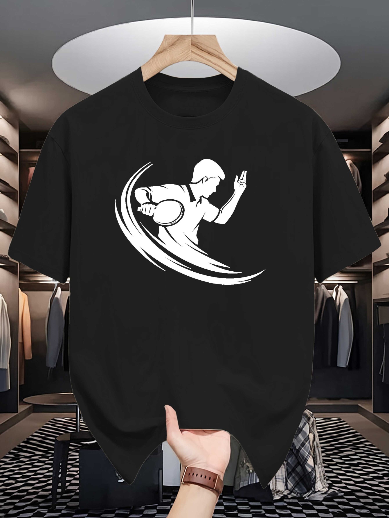เสื้อยืดคอกลมผู้ชาย ลายกราฟิกน - Table Tennis Graphics บทวิจารณ์และราคา