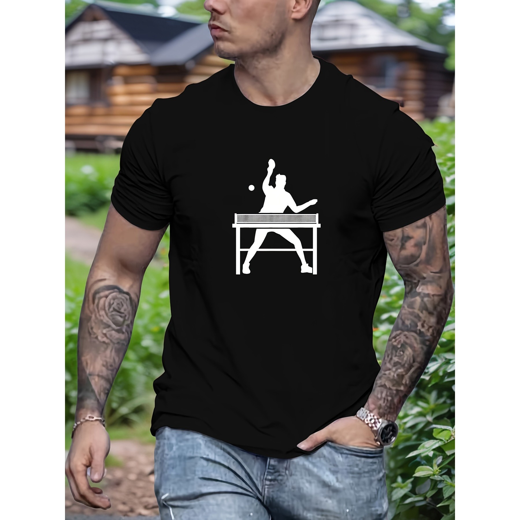 เสื้อยืดลายกราฟิกนักกีฬาเทเบิล - Table Tennis Graphics บทวิจารณ์และราคา