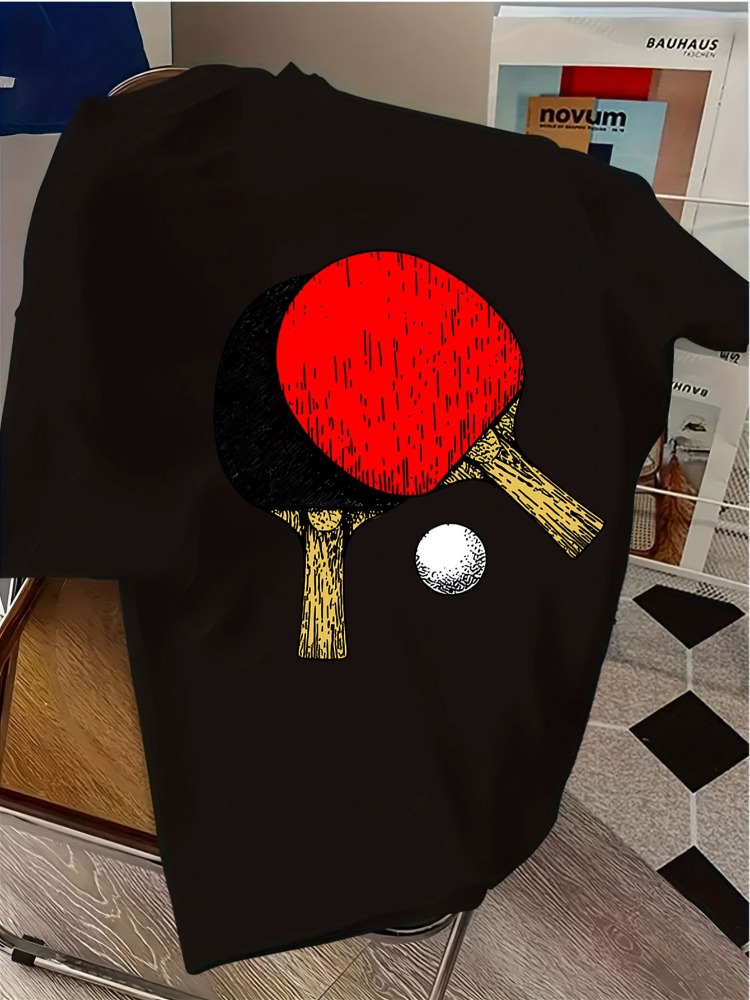 เสื้อยืดคอกลมสีกรมท่าสำหรับผู้ - Table Tennis Graphics บทวิจารณ์และราคา